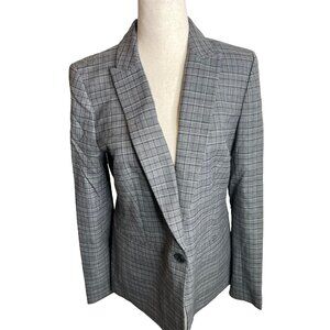 J.Crew Womens $228 One Button Blazer in Plaid Navy Size 8 CB442